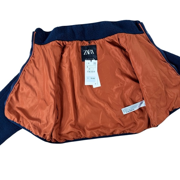 Zara Colorblock Teddy Puffer Jacket Size XS NWT Blue Pink Green - Picture 5 of 5